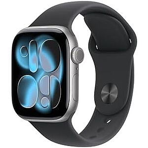 $299 | Apple Watch Series 11 [GPS 42mm] Smartwatch with Space Gray Aluminum Case with Black Sport Band - S/M at Amazon